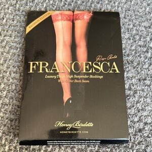 BN Honey Birdette Francesca Luxury Thigh High Stockings - Rose Gold Size Small